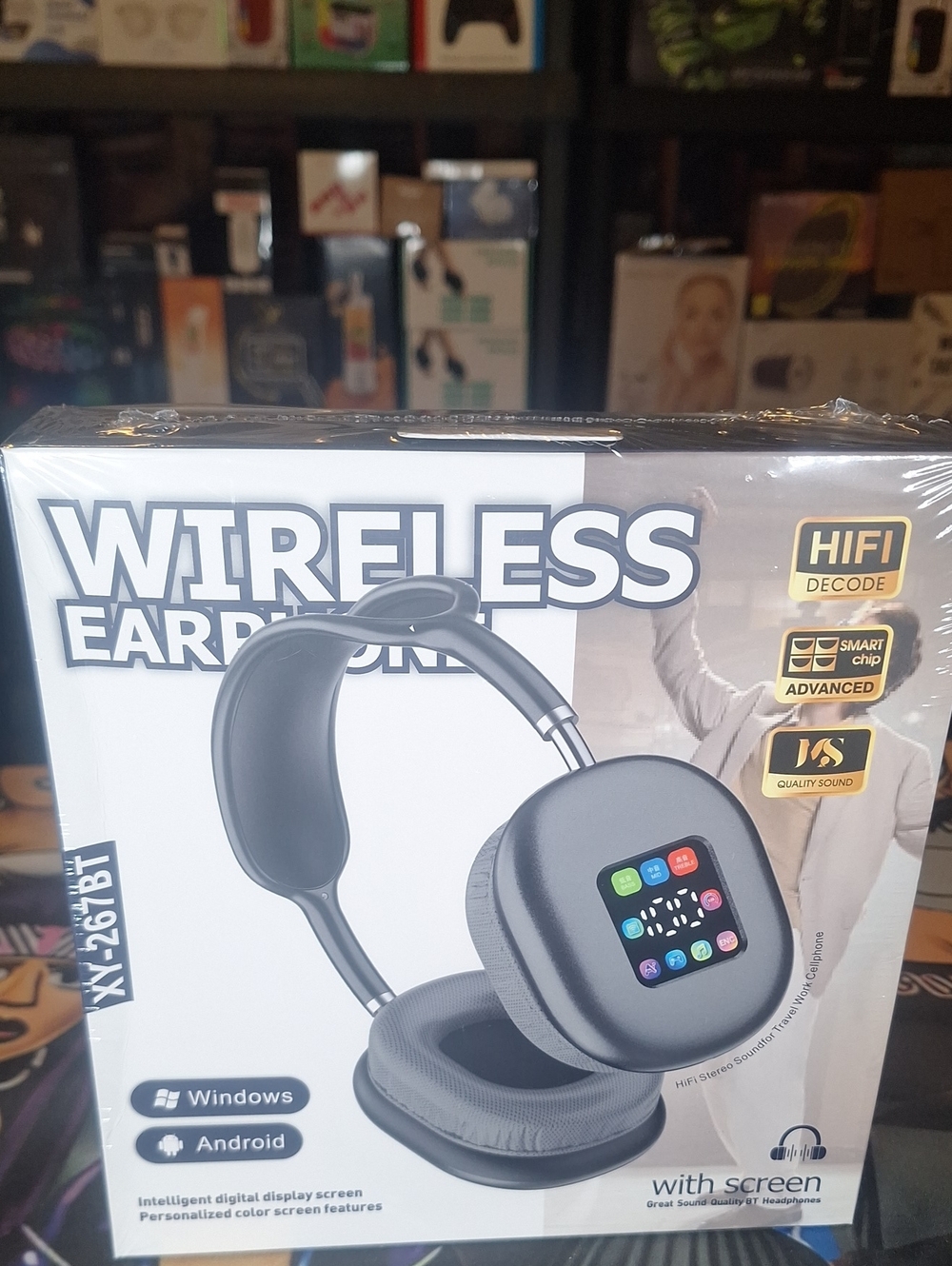 Wireless Over-Ear Headphones with Screen - Blue